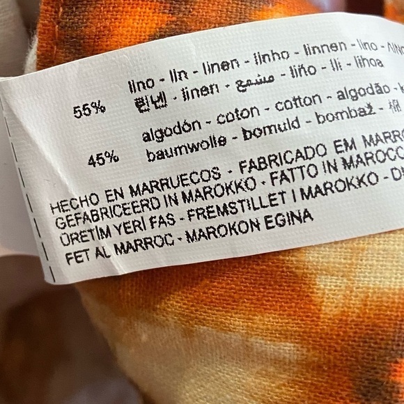 ZARA Printed Linen Geometric Floral Tie Dye Floral Pants - Picture 13 of 14